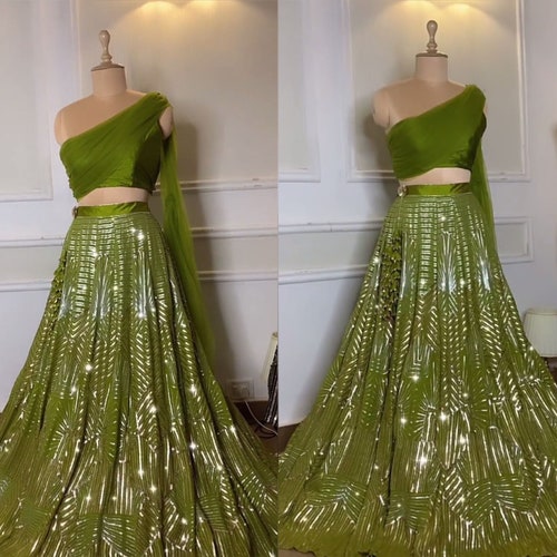 Elegant Green Color Printed Traditional Lehenga Choli main image 1
