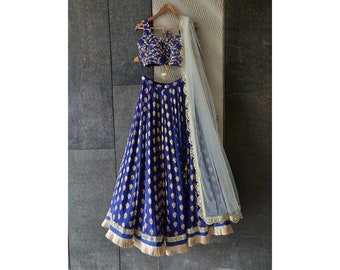 Blue Ready To Wear Lehenga Choli For Women, Indian Wedding Sangeet Reception Party Wear Lehenga, Can Be Made In Any Color