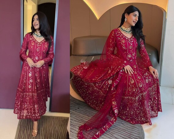 Magenta anarkali sale