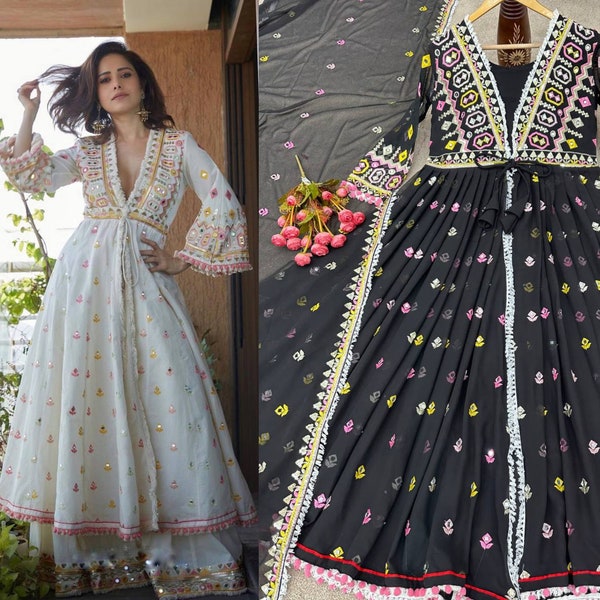 Indian Anarkali Salwar Kameez With Multicolor Embroidery Work, Pakistani Clothes, Stitched Salwar Kameez, Indian Clothes