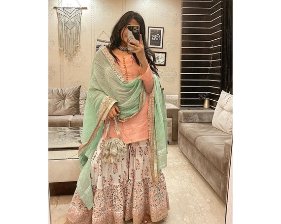 Royal Blue Pakistani sharara dress traditional wedding dress –  Saffronfashionindia
