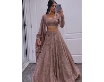 Mauve Lehenga Choli For Women, Lucknowi Work Designer Lehenga Choli, Stitched Lehenga Choli, Lehenga Blouse, Ready To Wear