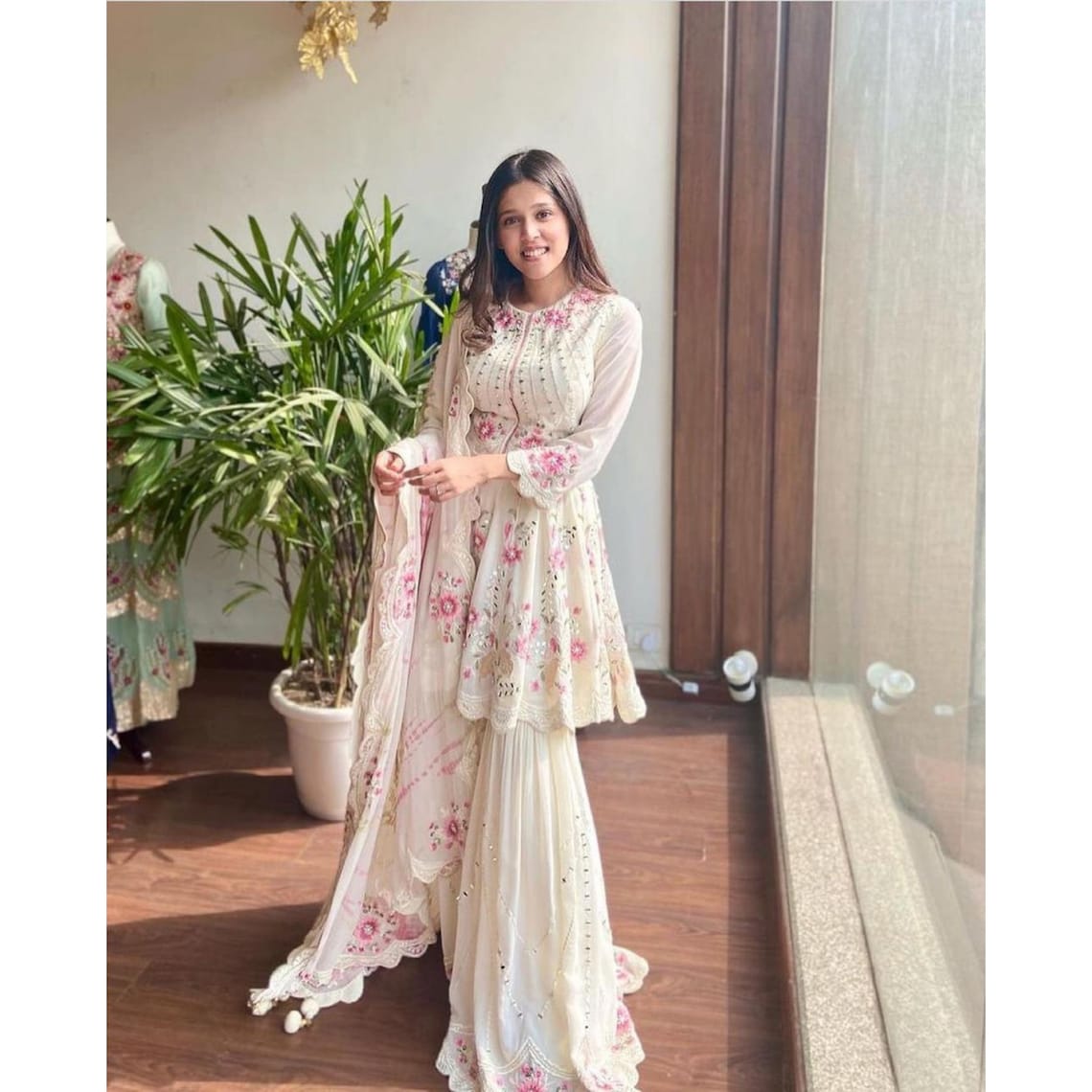 white net sharara suit