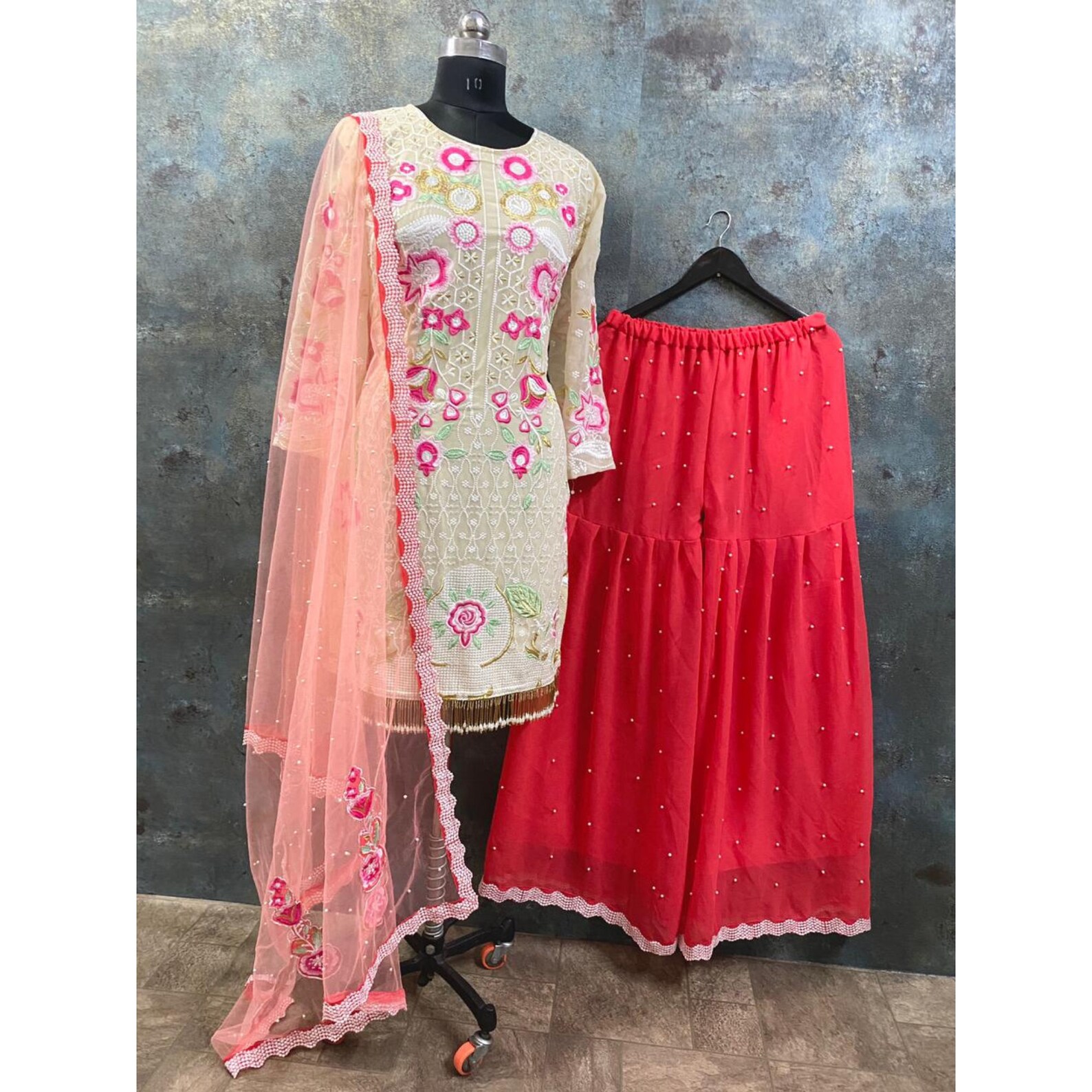 White Floral Sharara Suit Readymade Stitched Sharara Suit | Etsy