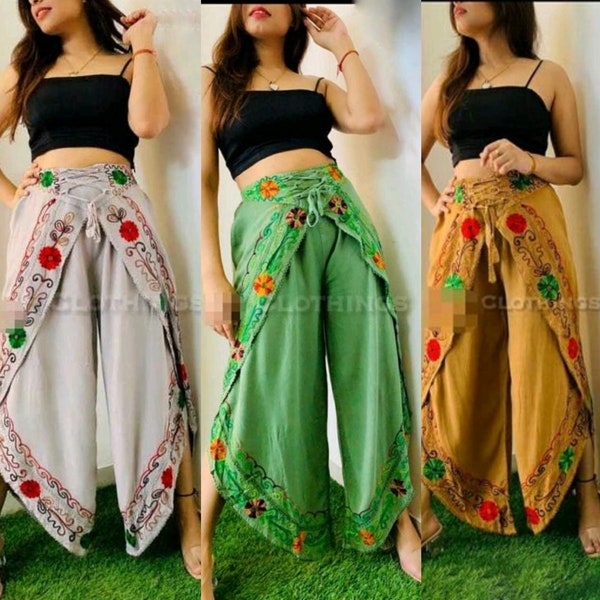 Pantalon Boho Indian Dhoti, Pantalon Hippie Brodé, Vêtements Boho, Pantalon Patiala, Pantalon Salwar Broderie