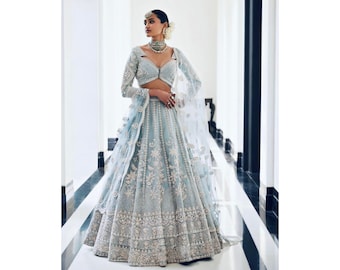 Stunning Blue Lehenga Choli for Indian Weddings, Elegant Indian Ethnic Wear, Exquisite Indian Ethnic Attire | Fast Shipping