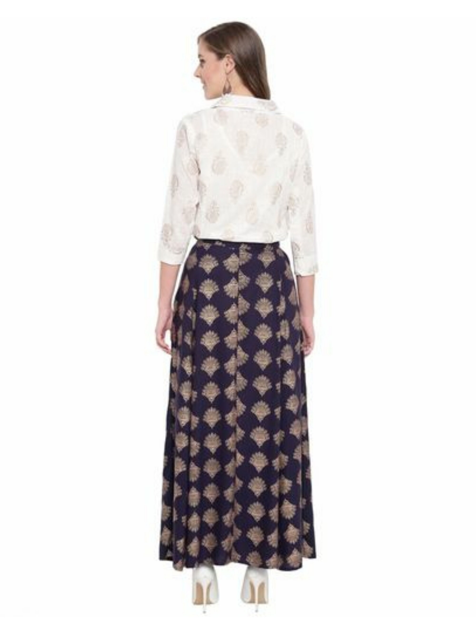 Indian Skirt and Top Set With Gold Print Party Wear Street Etsy