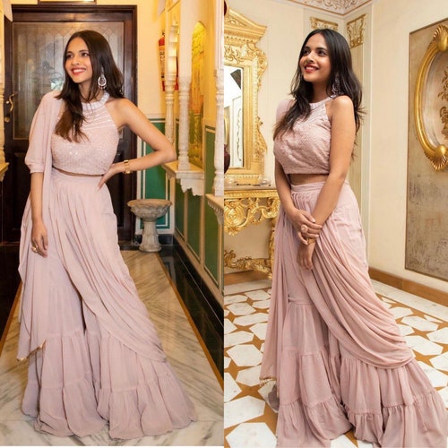 Wear Sharara Saree With Stitched Blouse 