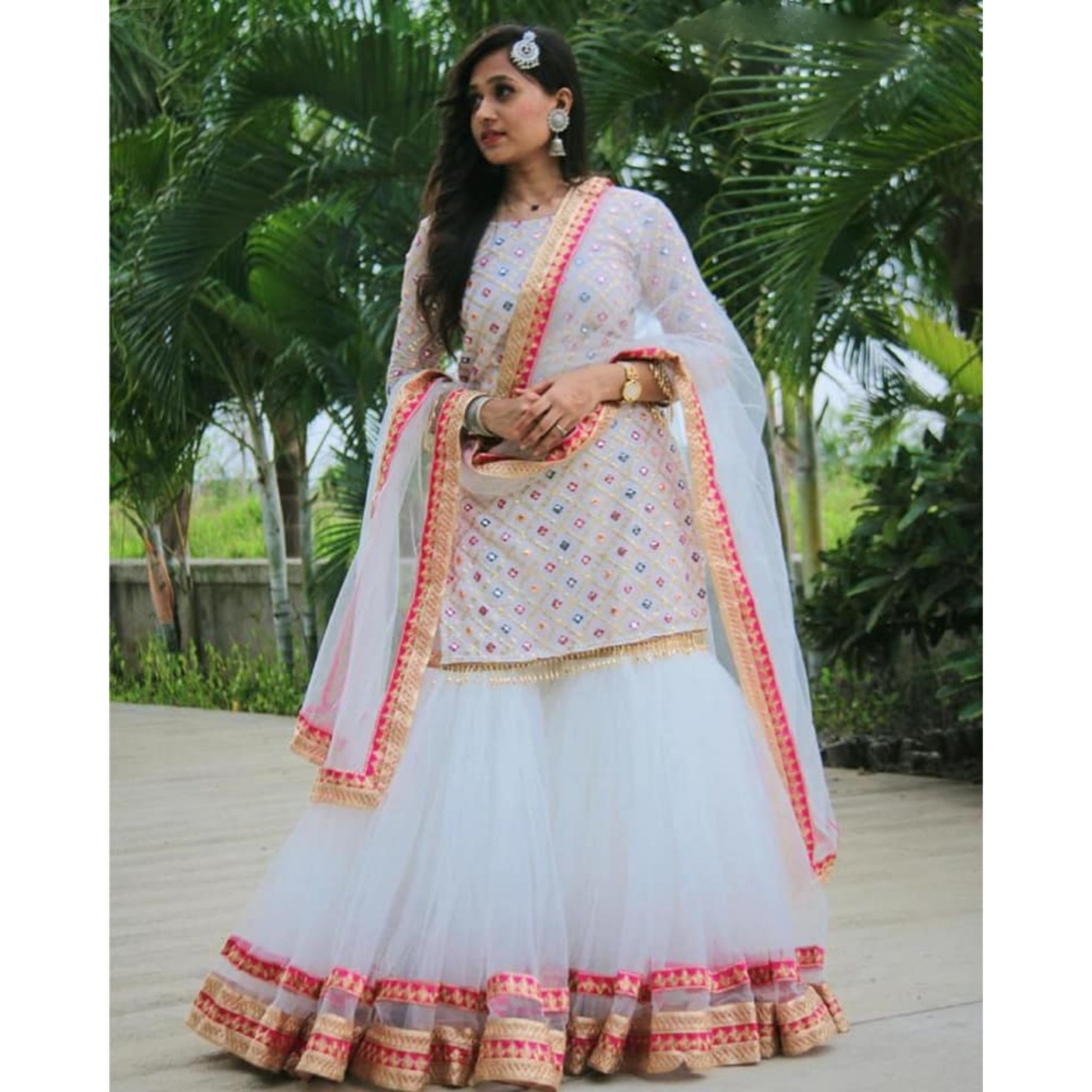 white net sharara suit