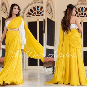 Semi stitched saree gown shop