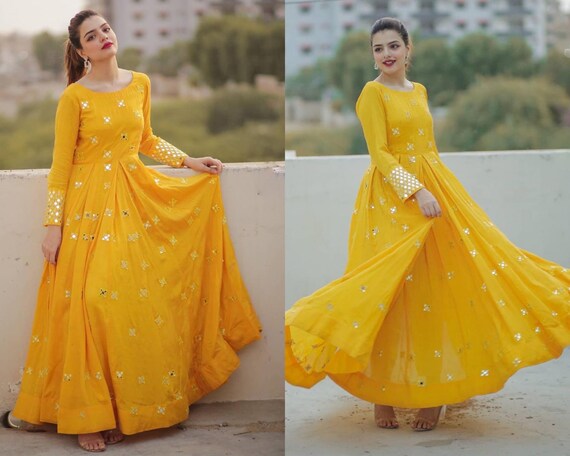 Sunshine Yellow Readymade Indian Gown Dress Bridesmaid Gown | Etsy