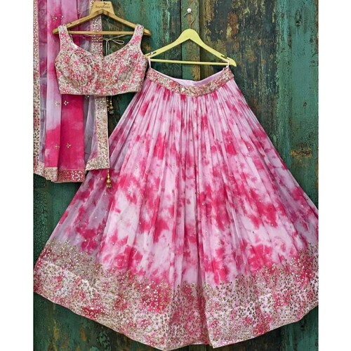 Pink Tie Dye Lehenga Choli for Indian 