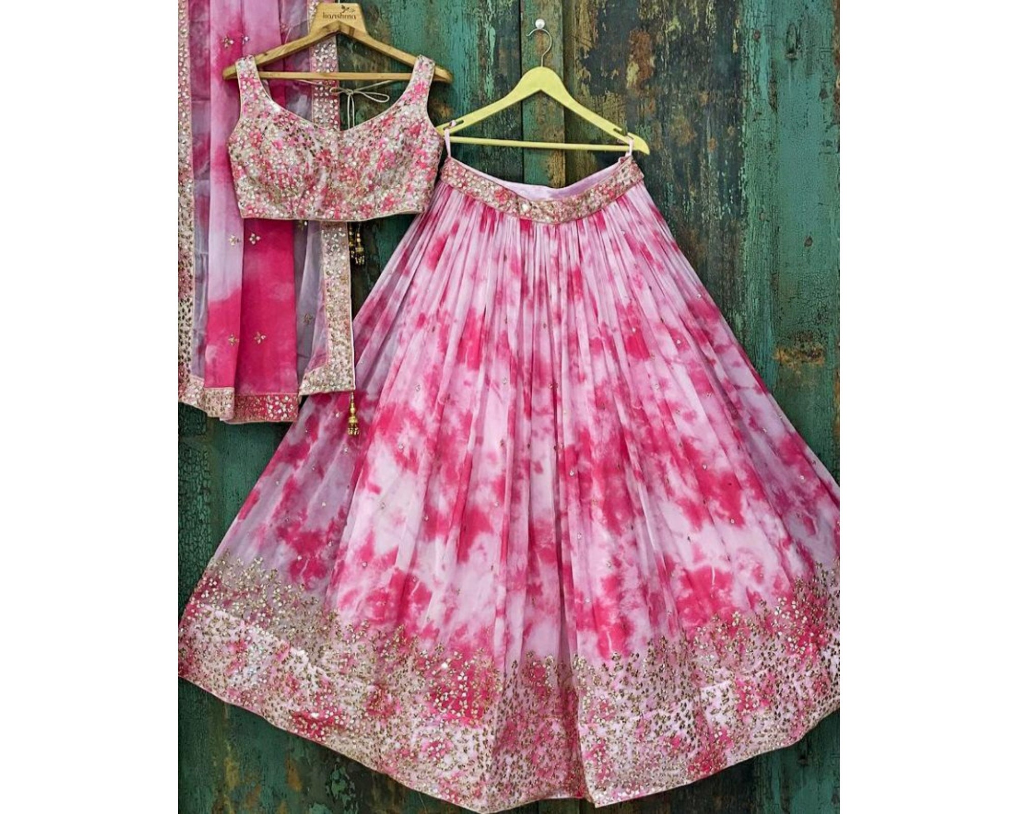 Pink Tie Dye Lehenga Choli for Indian Weddings Bridesmaids - Etsy Singapore