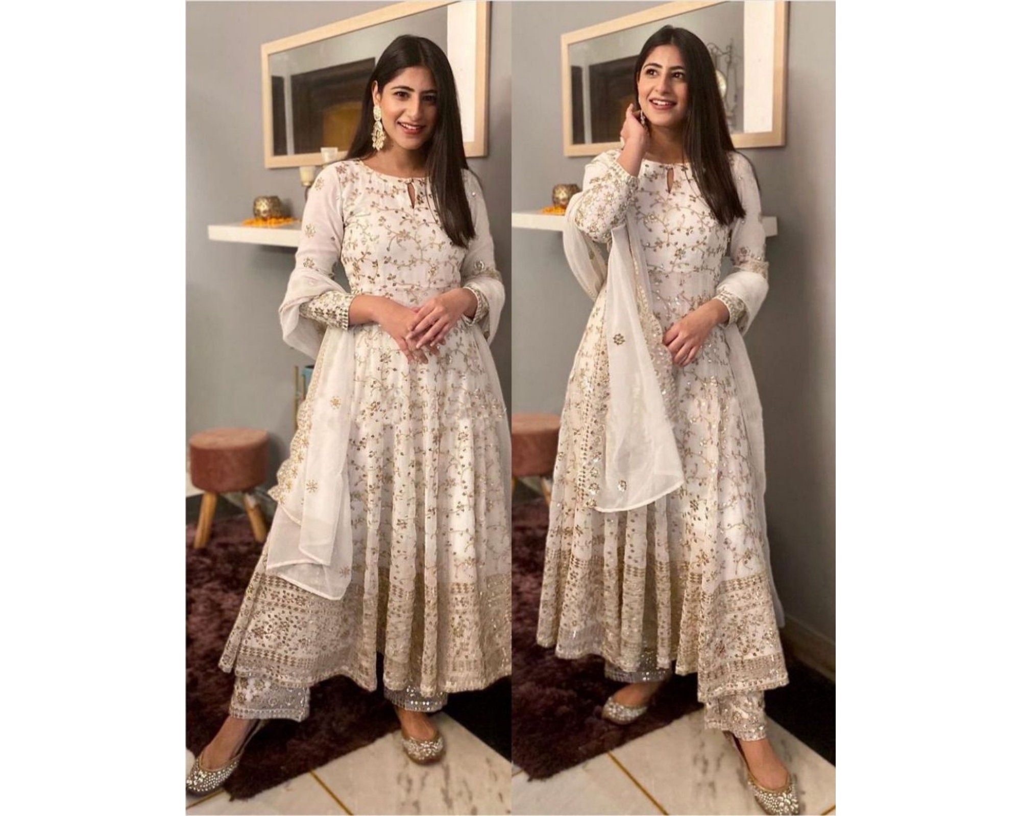 white plazo suit design
