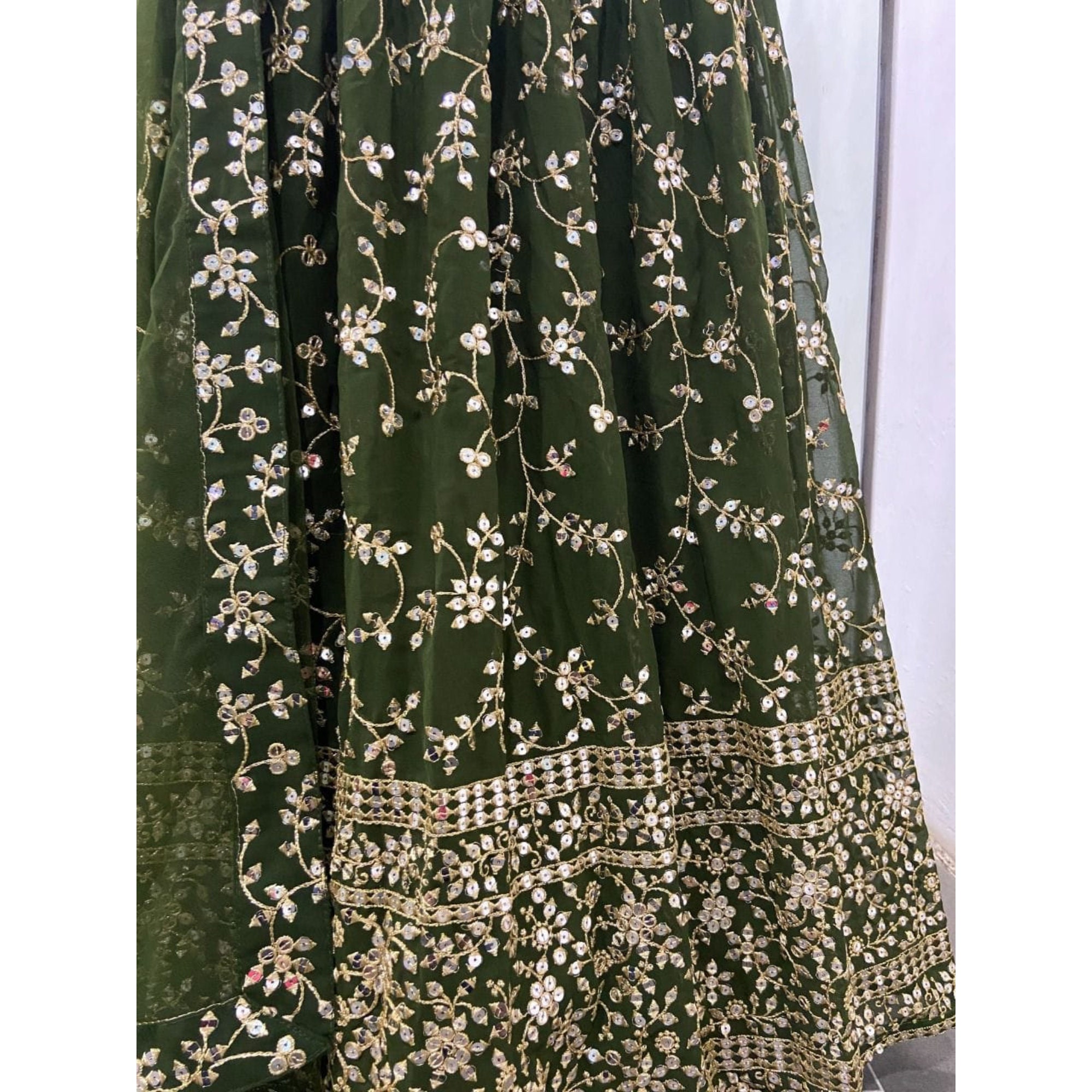 Mineral Green Lehenga style Choli Semi-Stitched Lehenga Choli main image 0