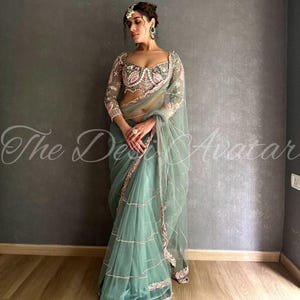 Green Saree For Women Indian Wedding Wear Heavy Saree Indian Wedding Party Wear Saree Ready To Wear Saree, Bridesmaids Saree, Designer Saree