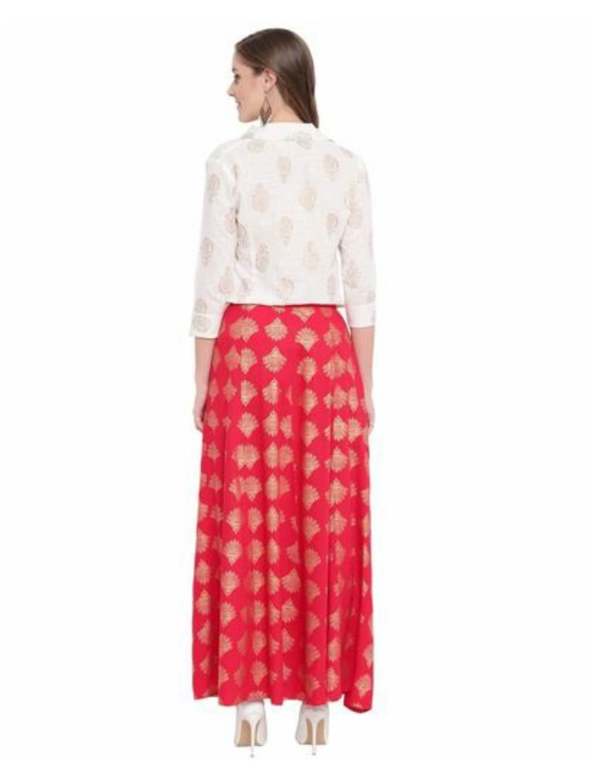 Indian Skirt and Top Set With Gold Print Party Wear Street Etsy