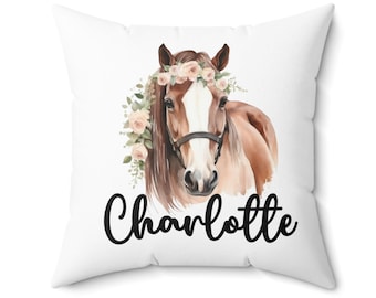 Personalized Horse Pillow - Custom Girl&#39;s Pillow - Horse Riding Gift - Horse Lover Gift - Horse Gifts -Christmas / Birthday Gifts for Girls