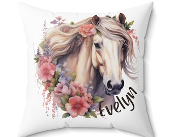 Personalized Horse Pillow - Custom Girl&#39;s Pillow - Horse Riding Gift - Horse Lover Gift - Horse Gifts -Christmas / Birthday Gifts for Girls
