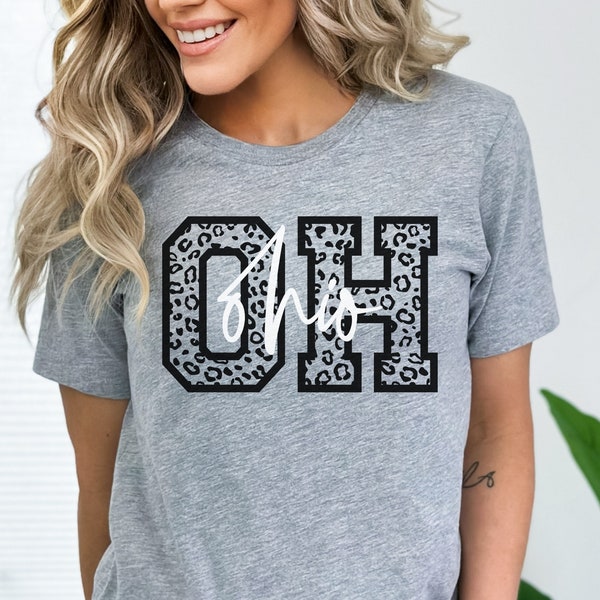 Ohio Buckeye Leopard Shirt - OH Ohio T-Shirt - Ohio State Tee- Ohio Grad Gift- Buckeye Shirt- Short Sleeve Women's Comfy Cute Tee, Ohio Gift