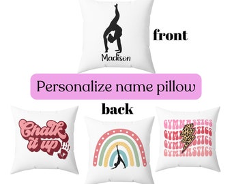 Gymnastics Personalized Name Pillow- Spun Polyester Square Pillow - Gift For Gymnastics Lover - Gymnast Gift - Xmas Gift for Girls