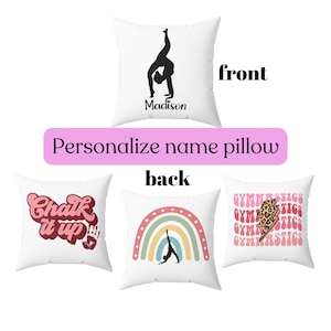 Gymnastics Personalized Name Pillow- Spun Polyester Square Pillow - Gift For Gymnastics Lover - Gymnast Gift - Xmas Gift for Girls