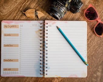 IMPERFECT SALE- Spiral Daily to Do Notebook Planner Undated to Do List (6.5x8.5") Cute Design Laminated Hardcover 302 Pages