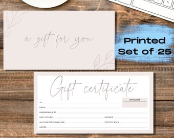IMPERFECT 25 Blank Gift Certificate Vouchers for Small Business - 3.75x7.5" - Cards on Heavyweight Card Stock with Envelopes- PRINTED