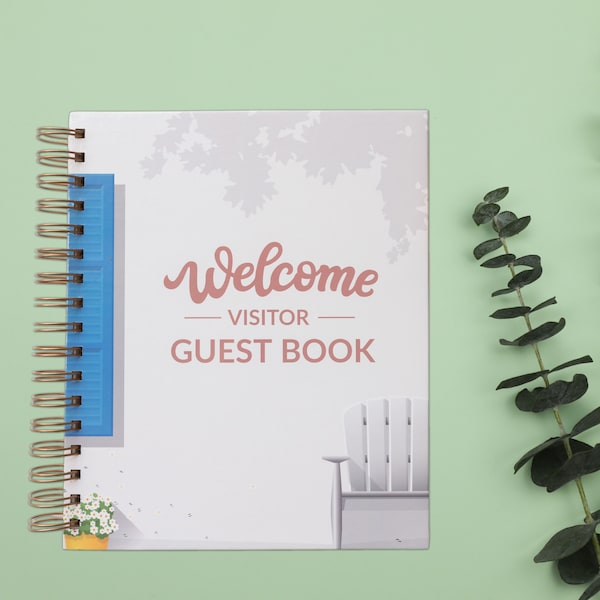 Livre d'or de visiteur de location à court terme, reliure spirale, journal de bord Airbnb, livre de bienvenue pour chalets de vacances, locations, maison d'hôtes