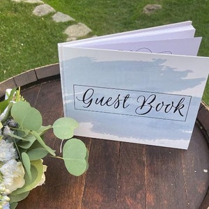 Wedding Guest Book - Dusty Blue Modern Hardcover -Bridal Showers, Baby Showers, Graduations (Blank Pages) - Guestbook Polaroid Pictures
