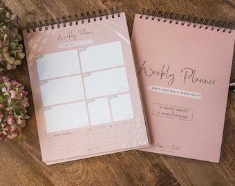 Weekly Planner Notepad – Undated 52 Week Planner – Pink Spiral To-Do List & Habit Tracker – Self-Care Weekly Organizer Notebook – 8.5x11”