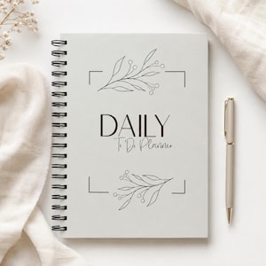 Undated Daily To Do Notebook - Cute Checklist Planner Green with Black Spiral Binding & Elastic Band- Simple Calendar- Giftable