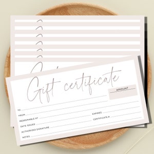 25 vales de certificados de regalo en blanco para pequeñas empresas - 3,75x7,5" - Tarjetas de certificado en cartulina pesada con sobres- IMPRESO