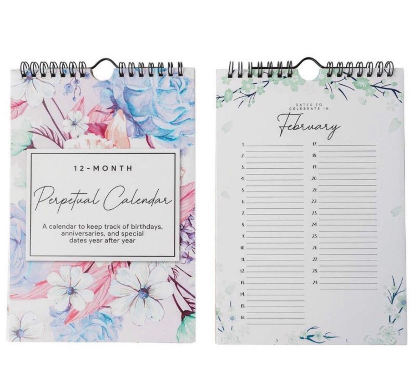 INSANT DOWNLOAD Perpetual Floral Wall Calendar for Birthdays & Etsy