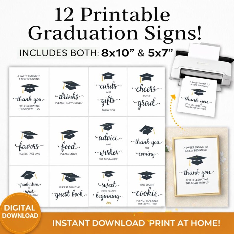 Graduation Sign Bundle - Instant Download - Printable Grad Party Signs ...
