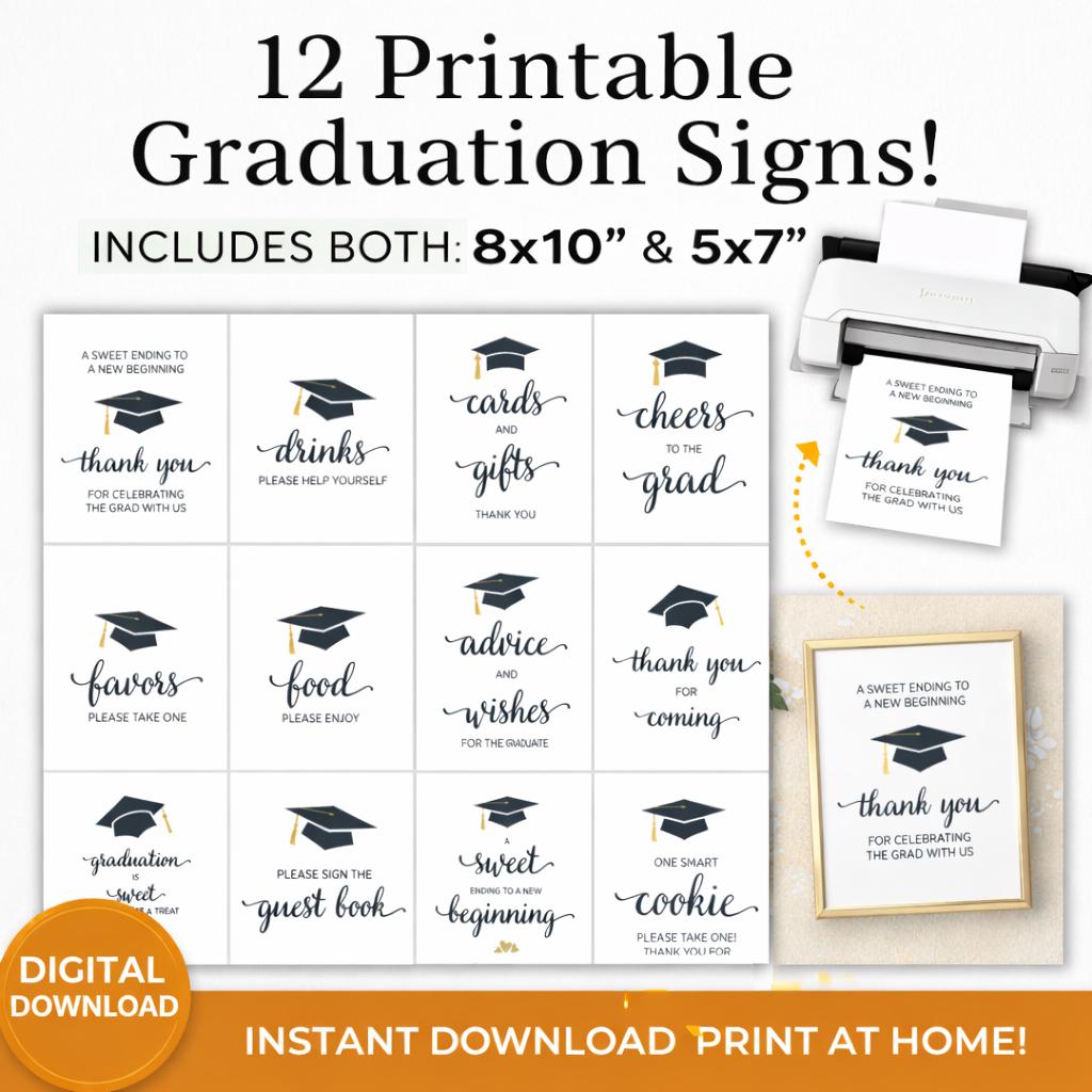 Graduation Sign Bundle - Instant Download - Printable Grad Party Signs ...