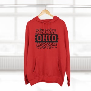 Ohio Sweater / Leopard Print OH-IO Unisex Premium Pullover Hoodie / Columbus Ohio/ Buckeyes / Football Sweater