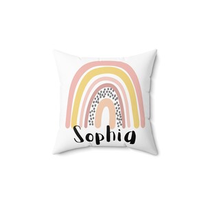 Personalized Rainbow Kid&#39;s Pillow - Gift For Birthday, Christmas, Gift for Girls, Custom Kids Name, Unique Gift, Square Pillow,