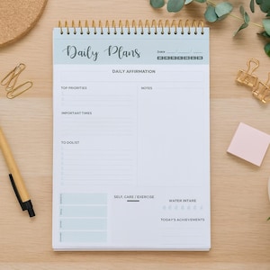 Spiral Daily Planner Agenda Notepad w/ 100 Undated 8.5 x 11 Tear-Off Sheets Green - Large To Do Calendar for Desk -Great gift idea!