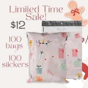 Holiday Christmas Poly Mailers- Small Business Shipping Bags - Cute Winter Plastic Unpadded Bags (Pack of 20-100)- 10x13” -Thick Material