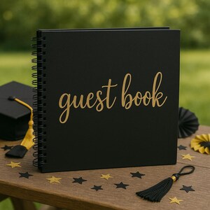 IMPERFECT SALE Black & Gold Guest Book with Blank Pages for Polaroid Photos Spiral Binding Weddings, Showers, Parties, Funerals, Graduation image 10
