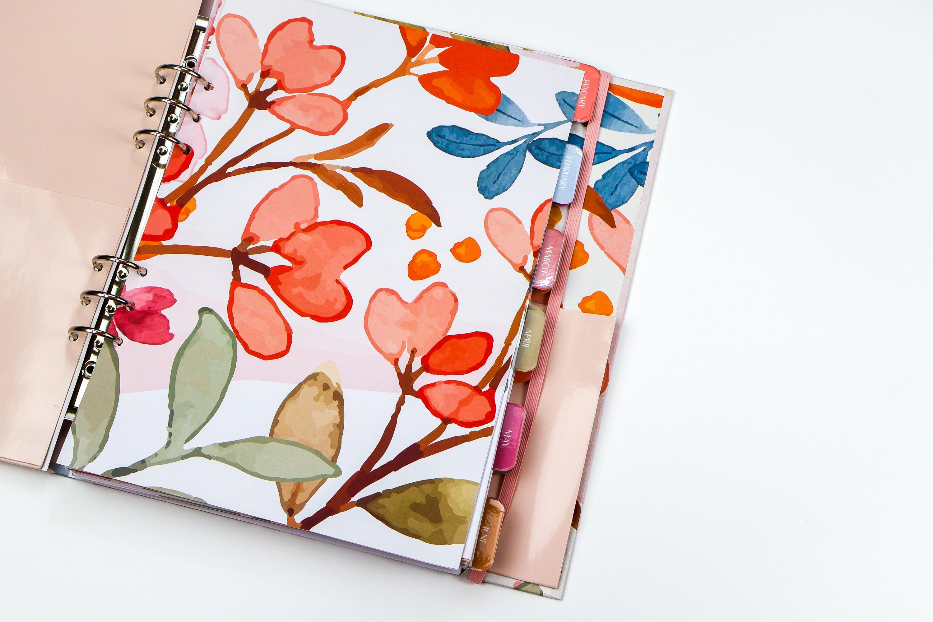 Geburtstagskarten-Organizer Mit Kalender – Hardcover, Blumen-Design, Mit Taschen & Notizseiten