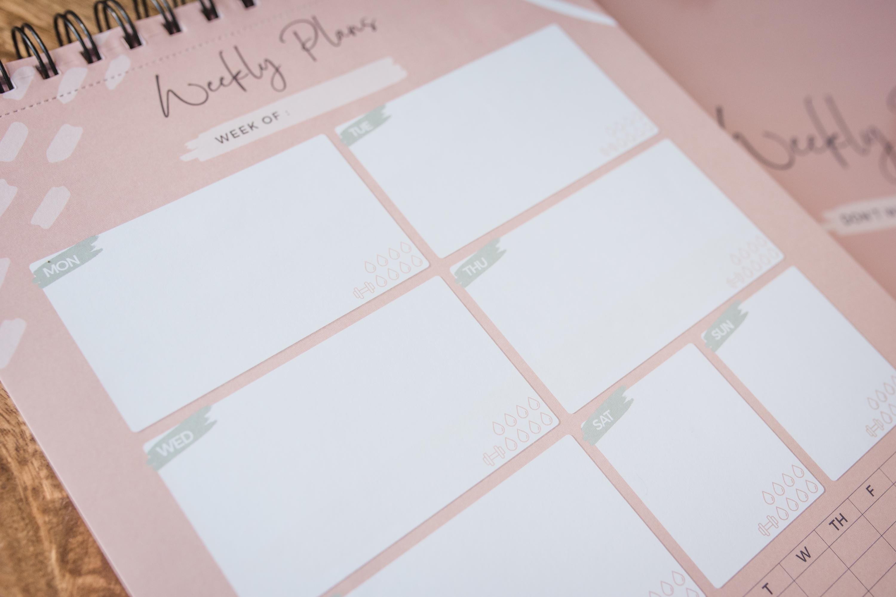 Weekly Planner Notepad – Undated 52 Week Planner – Pink Spiral To-do ...