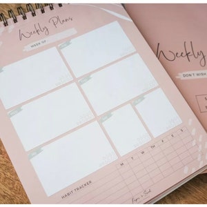 Weekly Planner - Undated - Spiral Notepad- 52 Weeks –Planner To Do List Notebook Habit Tracker Self Care -Pink Daily To Do Sheets- 8.5x11&quot;