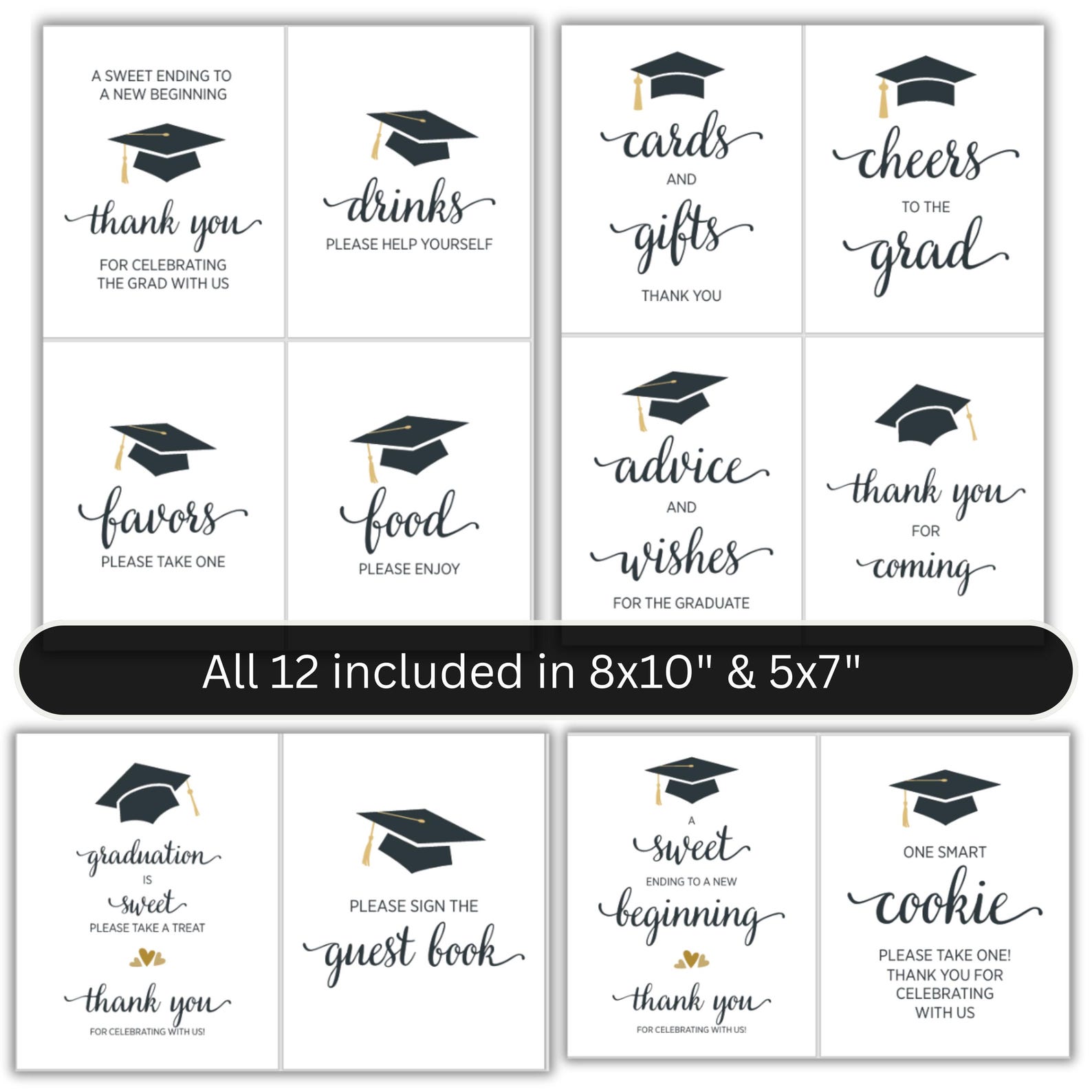 Gradurate Sign Graduation Sign Bundle - Instant Download - Printable Grad Party Signs ...