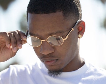 VINTAGE HIP HOP RAPPER GANGSTER PARTY Clear Lens EYE GLASSES Matte Black /& Gold