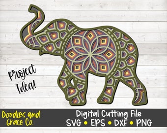 Download Mandala Svg Elephant For Silhouette - Layered SVG Cut File