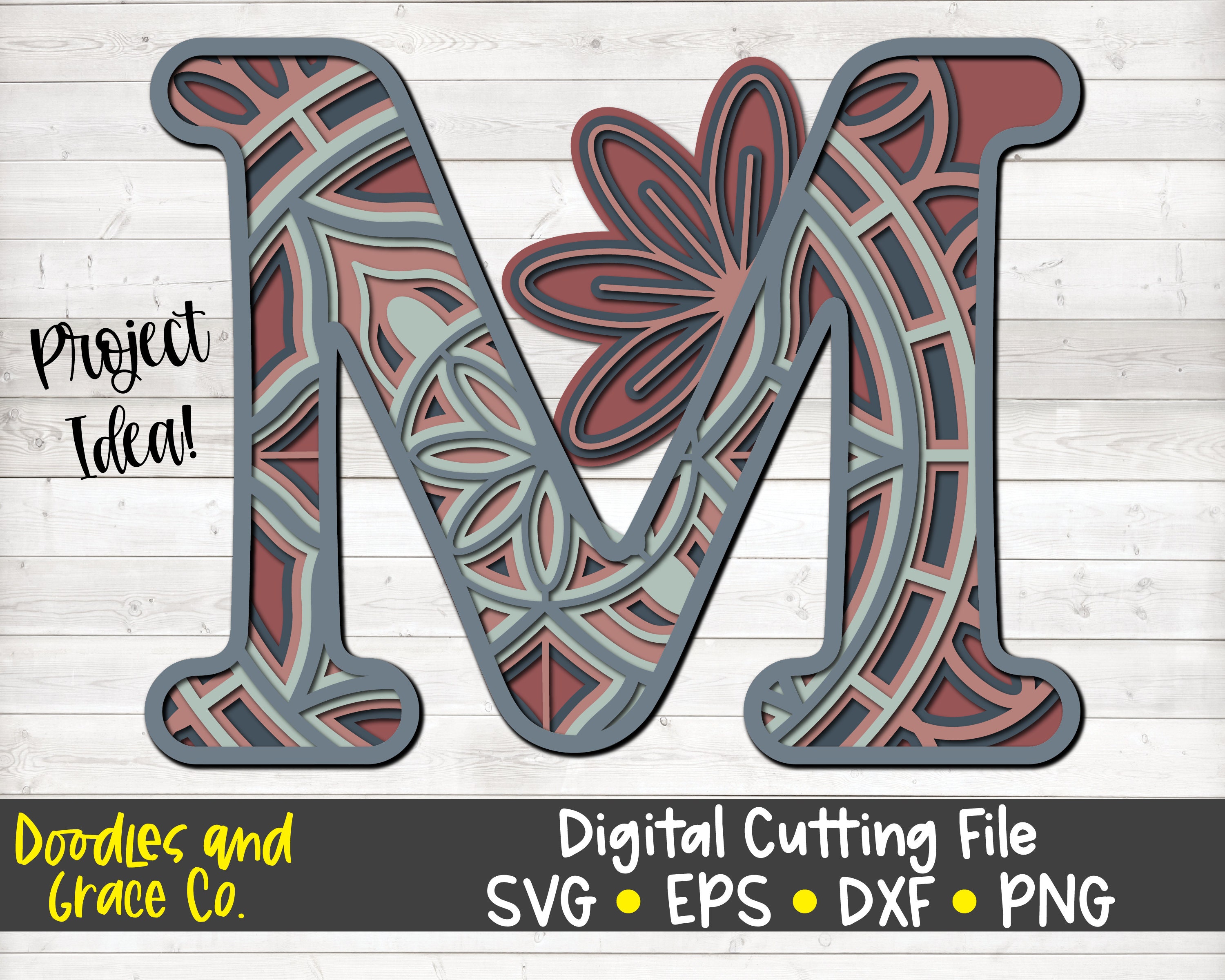 Download 3D Letter M Mandala SVG Layered Alphabet Mandala SVG Paper ...