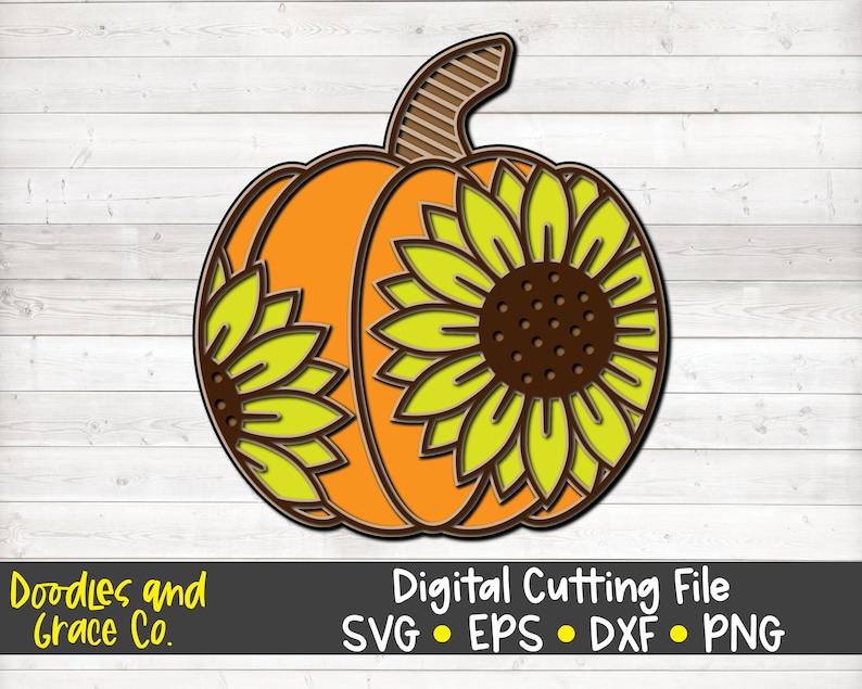 Download Sunflower Pumpkin 3D Layered SVG Fall Layered SVG Layered ...
