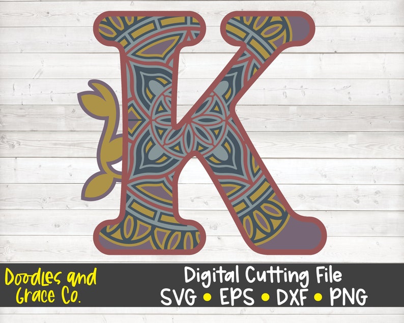 Download 3D Letter K Mandala SVG Layered Alphabet Mandala SVG Paper | Etsy